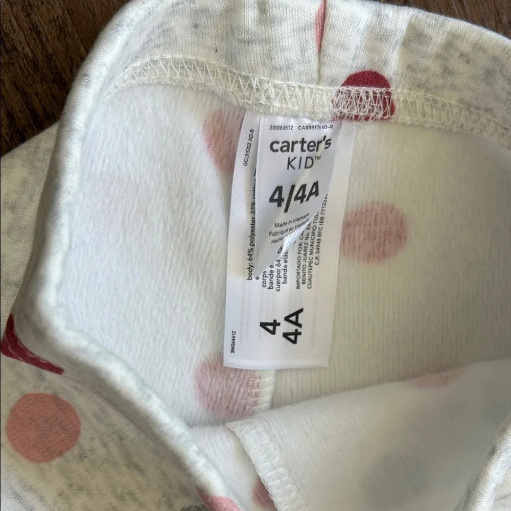 Carter's Kids Leggings - Heathered Gray with Pink, silver, and Red polka Dots